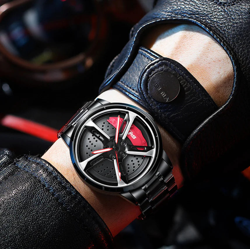 Men's 3D Hollow Automobile-Inspired Quartz Watch with Hydraulic Design