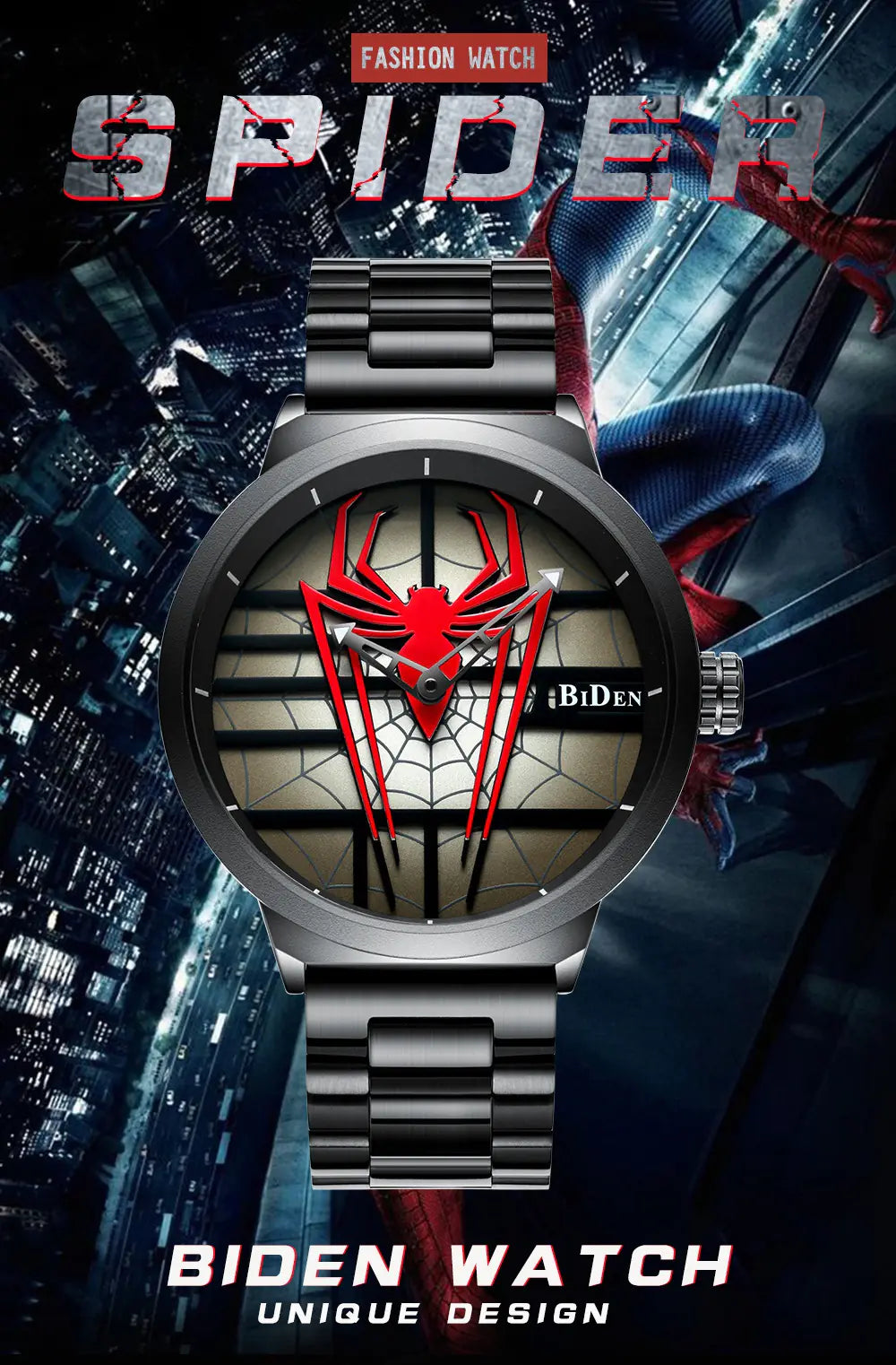RELOJ DE CUARZO DE LUJO SPIDERMAN