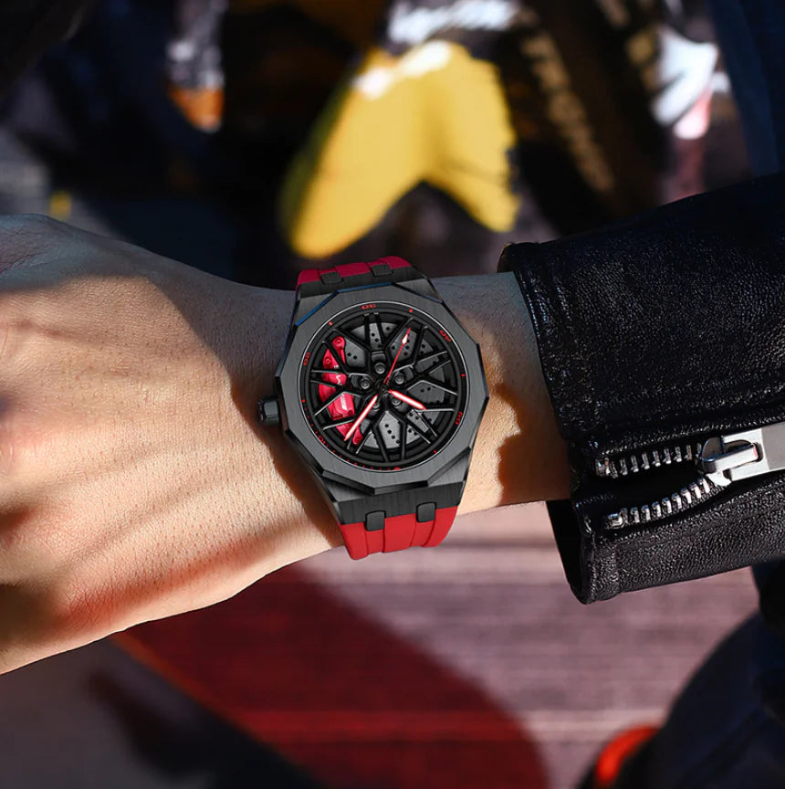 Men's Forged Hollow Waterproof Wheel Design Quartz Watch